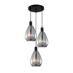 Lampa sufitowa wisząca ZULO 3 na kole dymione klosze