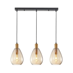 Lampa wisząca na listwie ZULO 3 bursztynowa