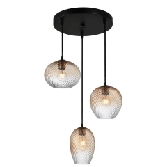 Lampa sufitowa wisząca trzypunktowa ALIAS 3 bursztynowa czarna