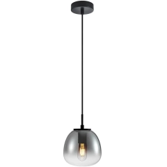 Lampa sufitowa wisząca ANTITA czarna dymiony klosz