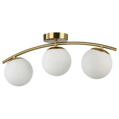 Lampa sufitowa BALI 3 złota, białe kule 9786