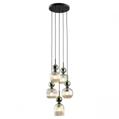 Lampa sufitowa, wisząca SOPHIA 5 COGNAC zielona