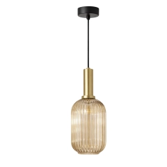 Lampa wisząca K-5885 HIRO ryflowane, bursztynowe klosze