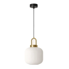 Lampa wisząca DIOP M K-5891 biały ryflowany klosz