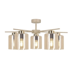 Lampa sufitowa VANES 5 beżowa, klosz bursztynowy K-5812