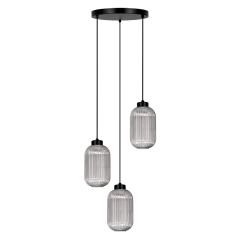 Lampa wisząca K-5755 SILVA 3 szare ryflowane klosze
