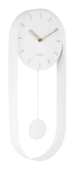 Zegar ścienny z wahadłem PENDULUM CHARM biały
