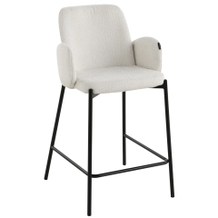 Hoker krzesło barowe z podłokietnikami GUSTO tkanina boucle 995-01