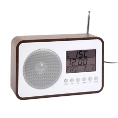 Budzik RADIO FM brązowy