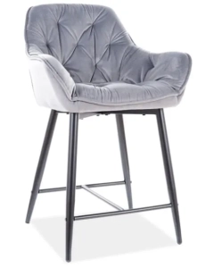 Półhoker, krzesło barowe Cherry H-2 velvet szary