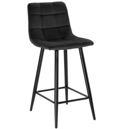 Hoker krzesło barowe z podnóżkiem TORE 65cm velvet czarne G-77