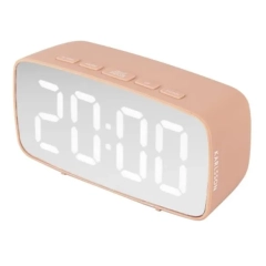 Budzik stołowy owalny SILVER MIRROR LED różowy