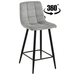 Hoker krzesło barowe obrotowe z podnóżkiem TORE-S 65cm tkanina szare 920-10