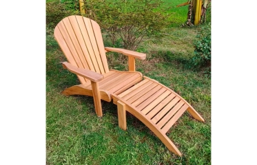 Fotel ogrodowy Adirondack z podnóżkiem z drewna tekowego
