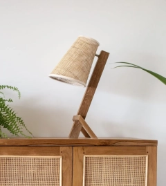 Lampa z drewna teakowego i rattanu SUN I Bally Hands