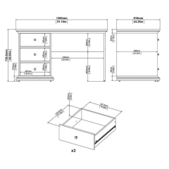 Biurko z szufladami białe mat 130 cm Paris