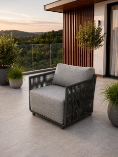 Fotel ogrodowy Linero Exclusive - Szary | Monnarita