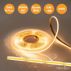 TAŚMA LED COB 8mm 10,5W/m 3000K IP65