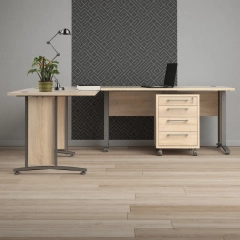 Biurko narożne z kontenerkiem dąb sonoma mat 230 cm Prima