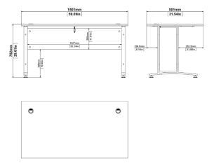 Biurko proste białe / szare mat 150 cm Prima