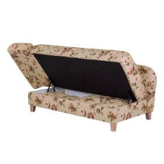 Sofa 2-osobowa z funkcją spania tapicerowana kremowa w jesienne kwiaty Ennis