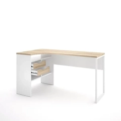 Biurko narożne białe / dąb trufla mat 145 cm Function