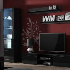 Meblościanka do salonu czarna mat / połysk 265 cm Simple