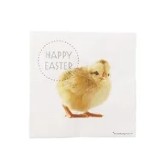 serwetki papierowe białe happy easter kurczaki