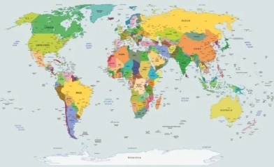 Fototapeta World Map Mapa Świata L flizelinowa