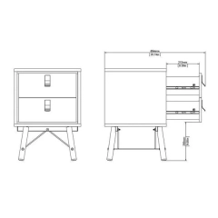Szafka nocna czarna / orzech mat 43 cm Ryan