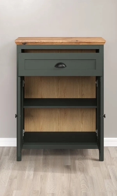 Komoda na buty Emerald, 77 x 39 x 102 cm, ciemny zielony, dąb Evoke