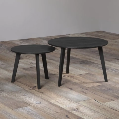 Zestaw 2 stolików kawowych okrągłych jesion czarny  70 cm, 50 cm Loftis