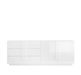Komoda z szufladami i drzwiami biała wysoki połysk 241 cm Sorelle