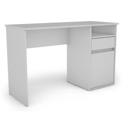 Biurko z szufladami, drzwiami białe mat 120 cm Mono