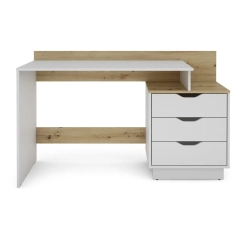 Biurko z szufladami białe / dąb artisan mat 138 cm Filo 3