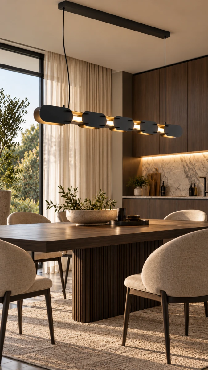 Nowoczesna lampa premium nad duży stół lub wyspę kuchenną